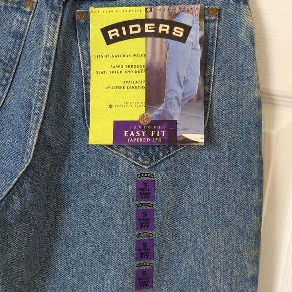 Riders 90's Vintage Deadstock Medium Wash High Rise Easy Fit Tapered Leg Jeans 5 - Picture 15 of 16